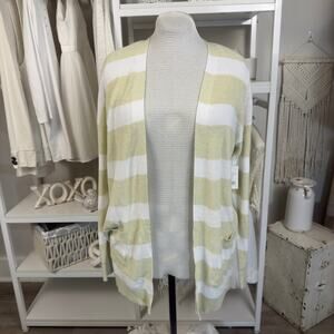 Daily Thread Women's Size L Beige and Cream Striped Open Front Cardigan #3284
